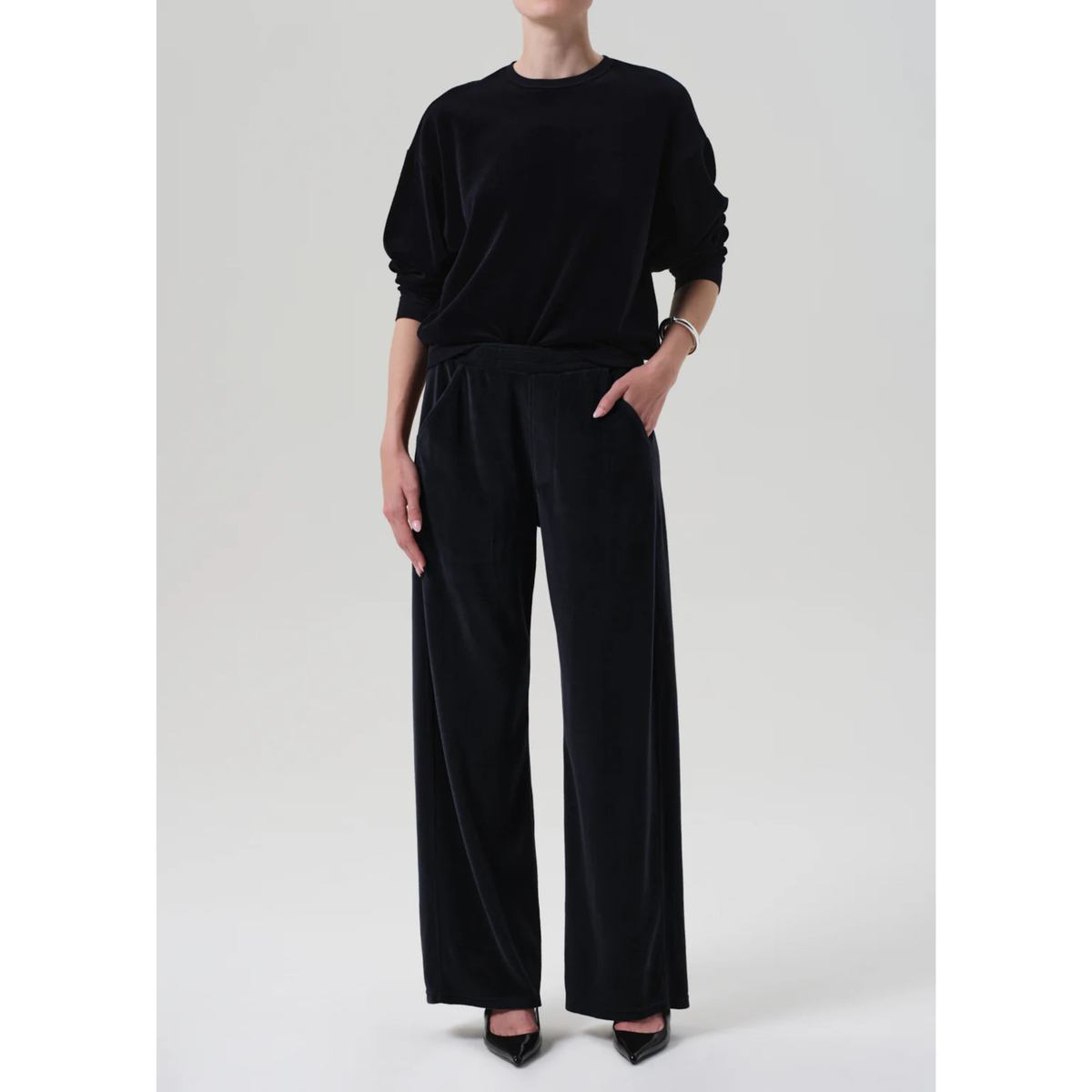Brynn Drawstring Velour Pant - Notte