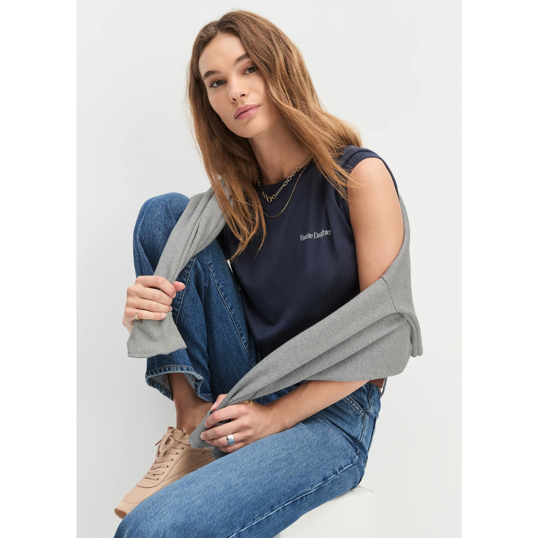 The Cropped Logo Tee - Navy Gardenia