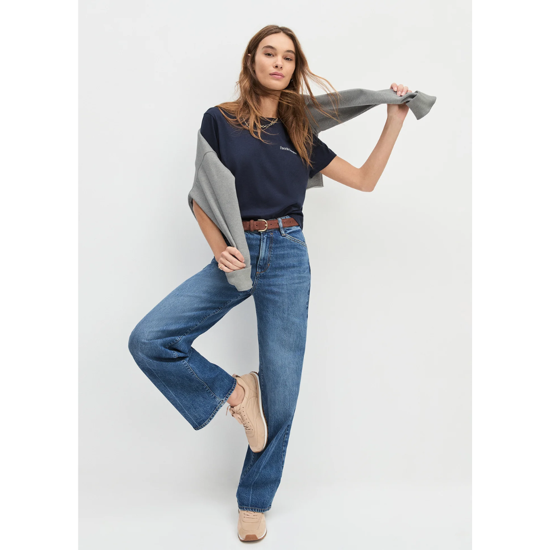 The Cropped Logo Tee - Navy Gardenia