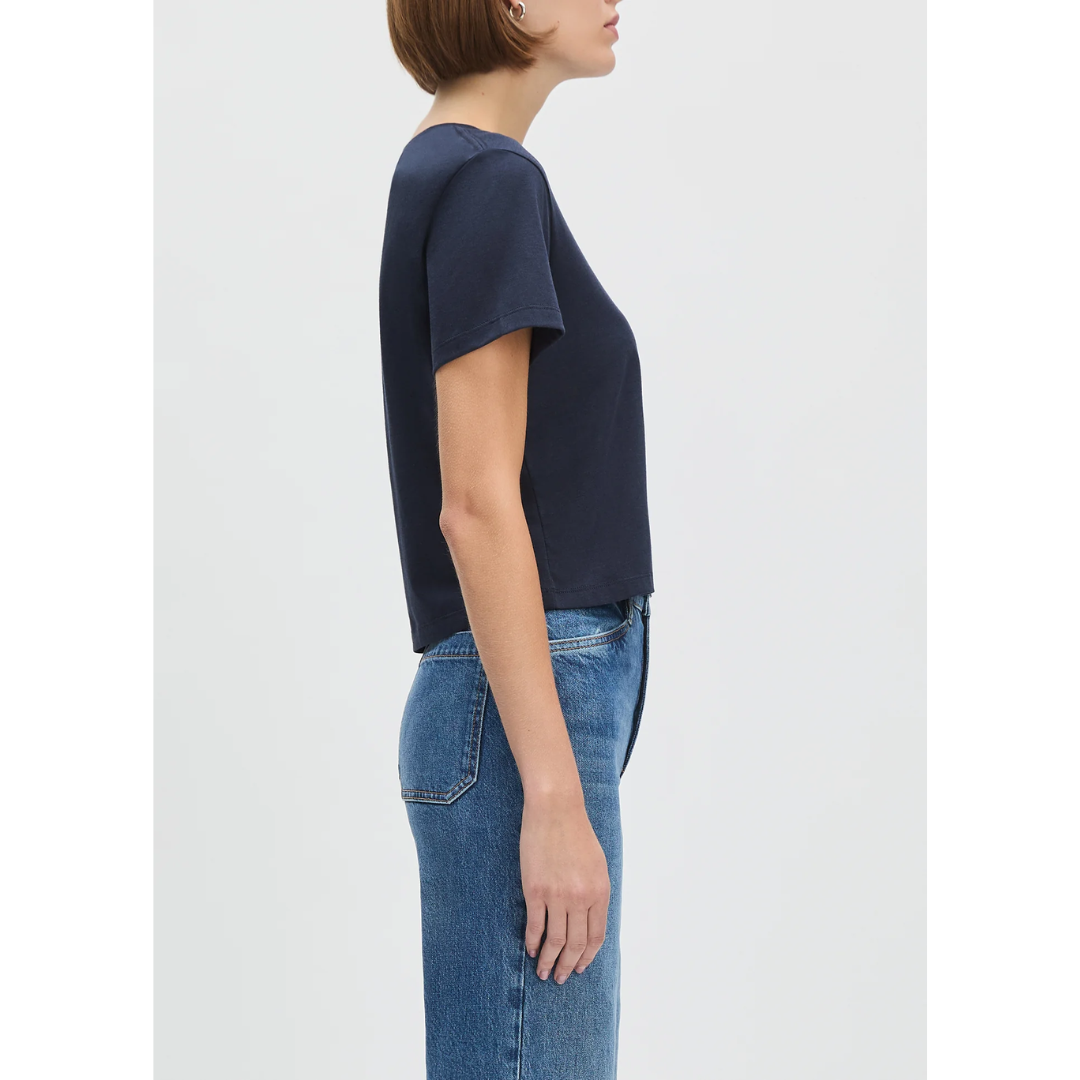 The Cropped Logo Tee - Navy Gardenia