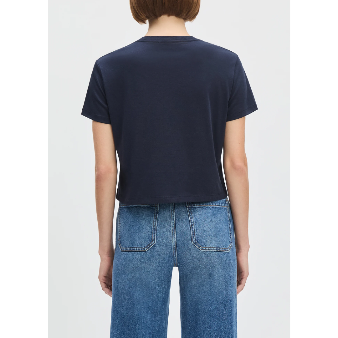 The Cropped Logo Tee - Navy Gardenia