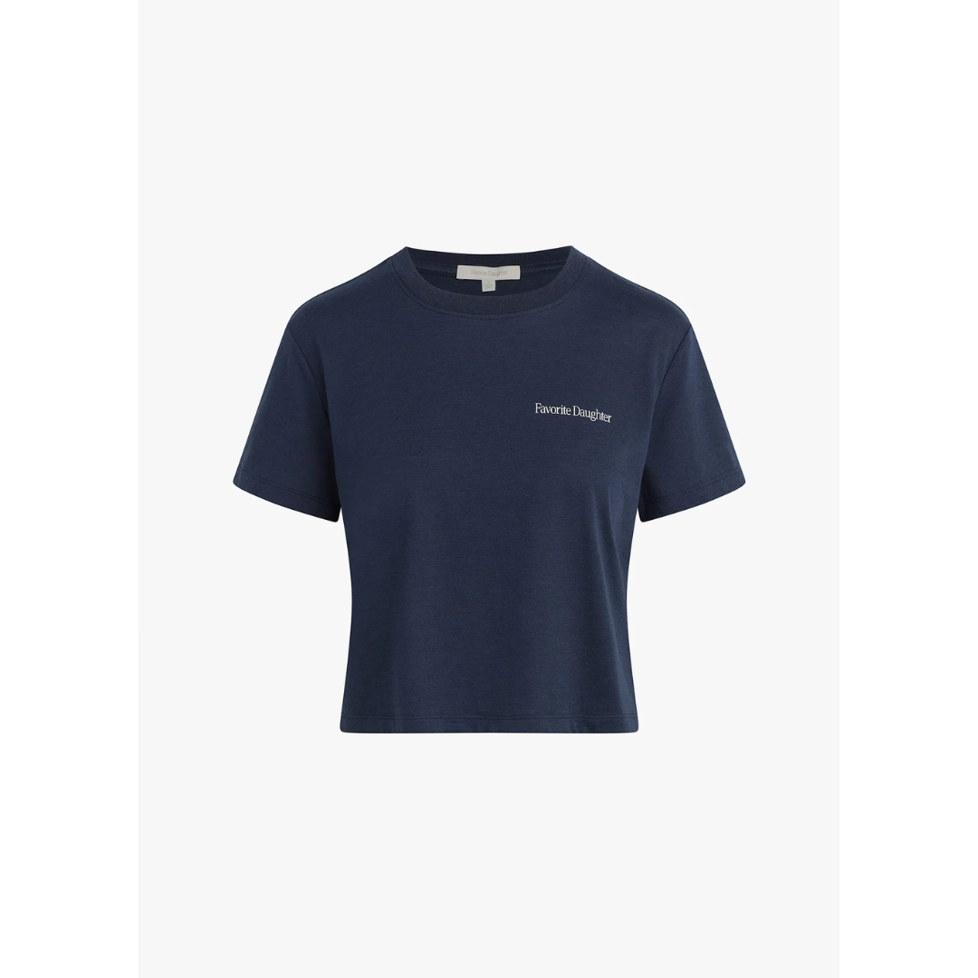 The Cropped Logo Tee - Navy Gardenia