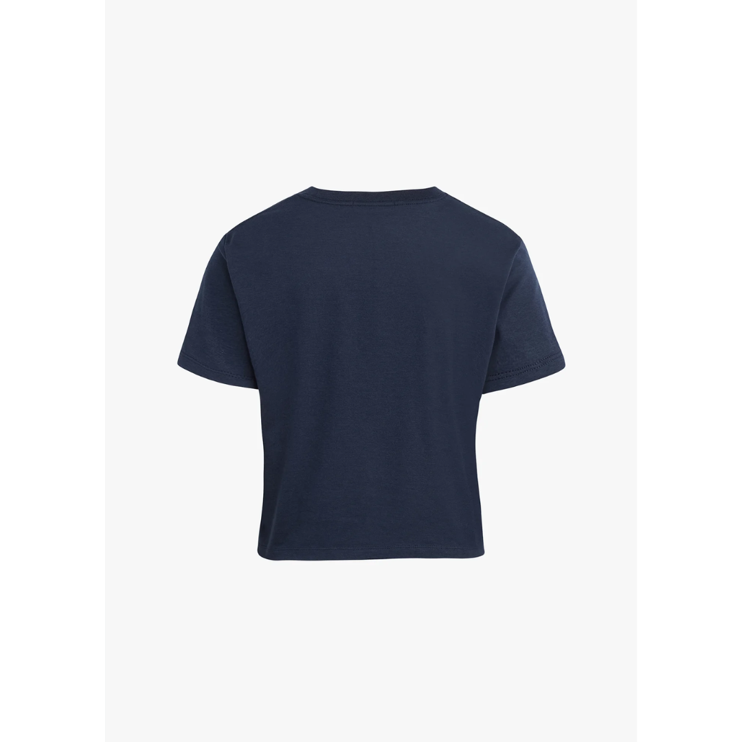 The Cropped Logo Tee - Navy Gardenia