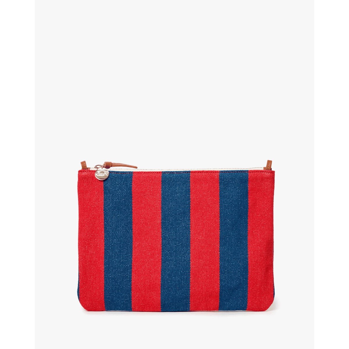 Flat Clutch W/Tabs - Poppy/French Blue Canvas Stripe