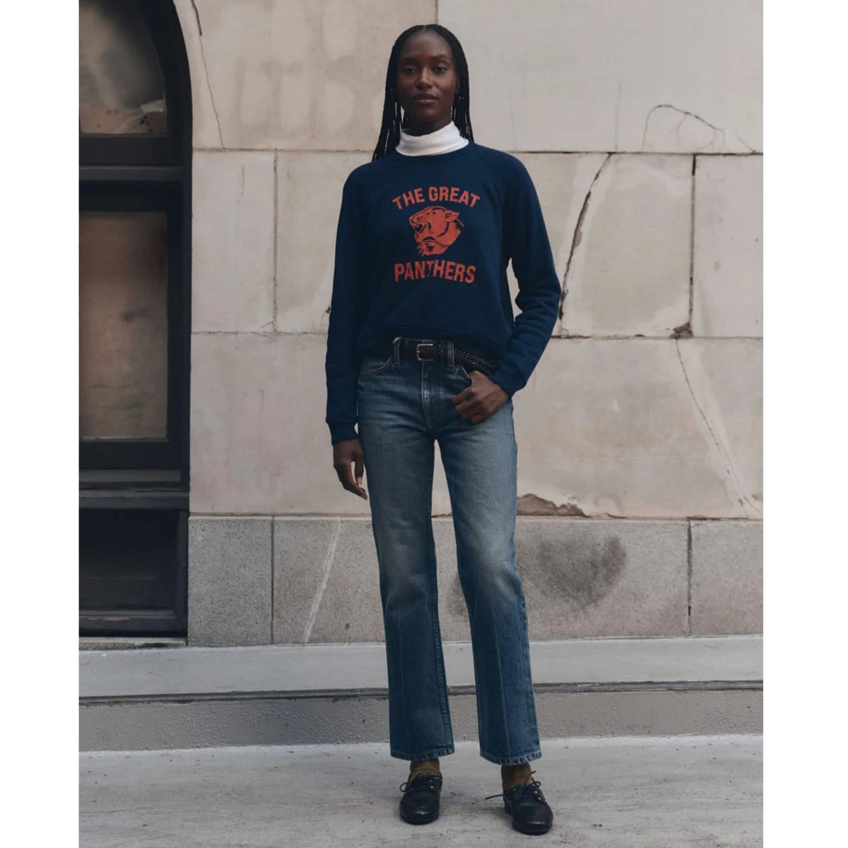 Fleece Rookie Sweatshirt W/ Growling Panther Graphic - True Navy