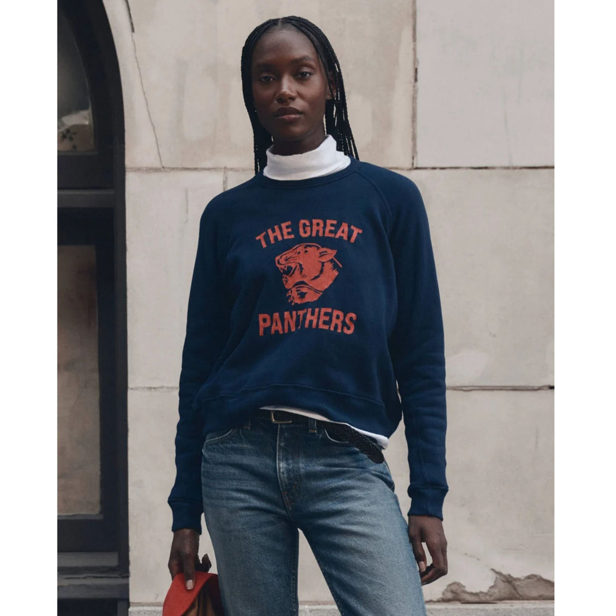 Fleece Rookie Sweatshirt W/ Growling Panther Graphic - True Navy