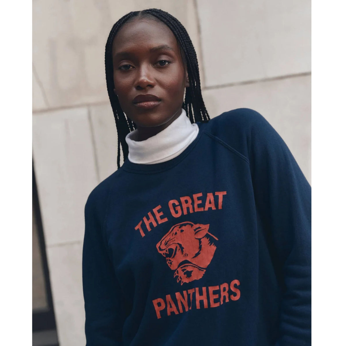 Fleece Rookie Sweatshirt W/ Growling Panther Graphic - True Navy