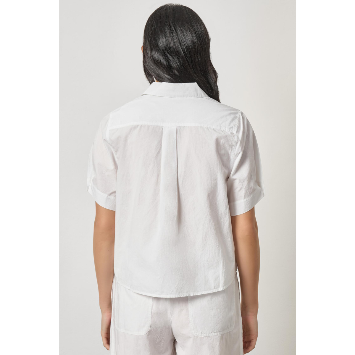 Folded Sleeve Button Down - White