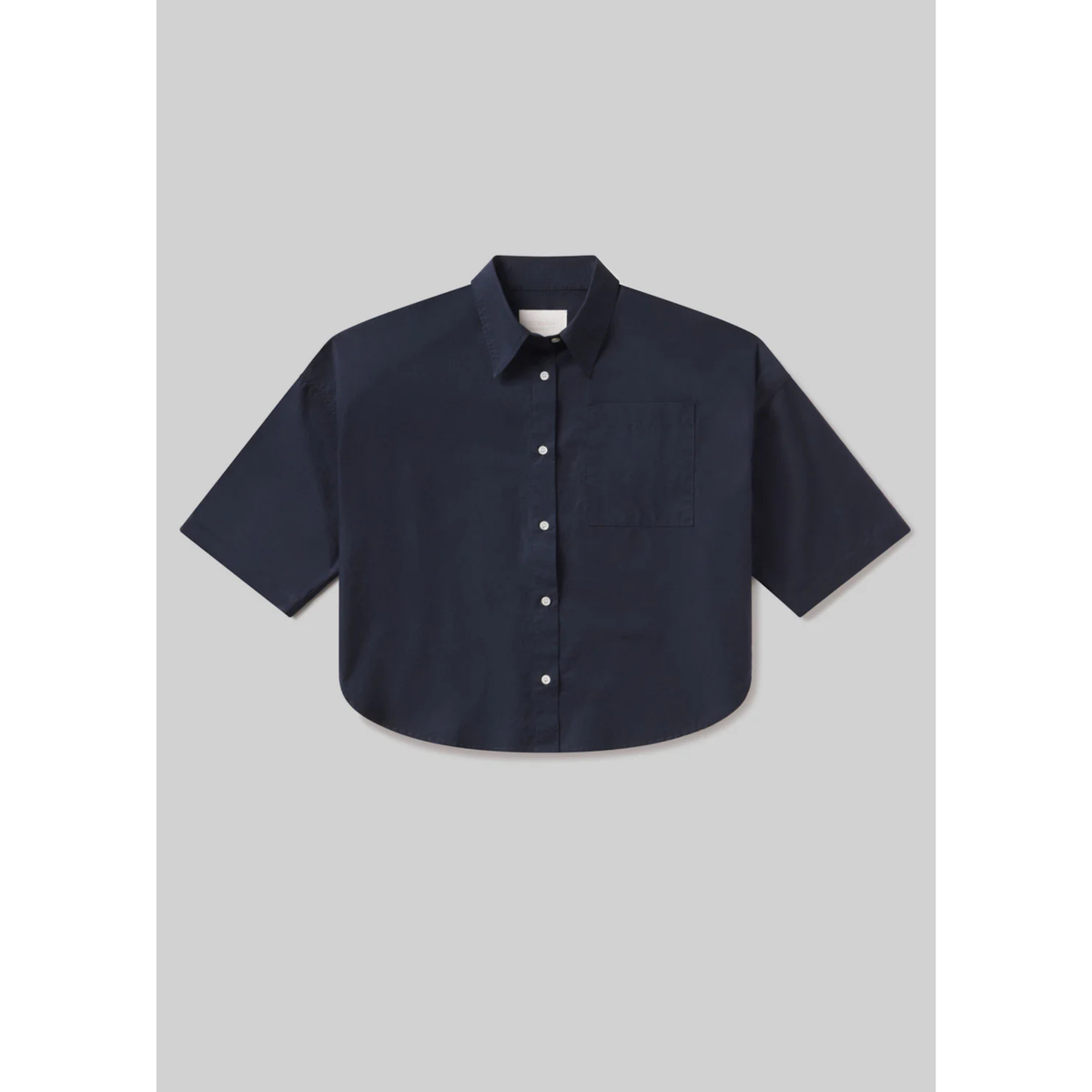 Frances Cropped Cape Button Up - Navy