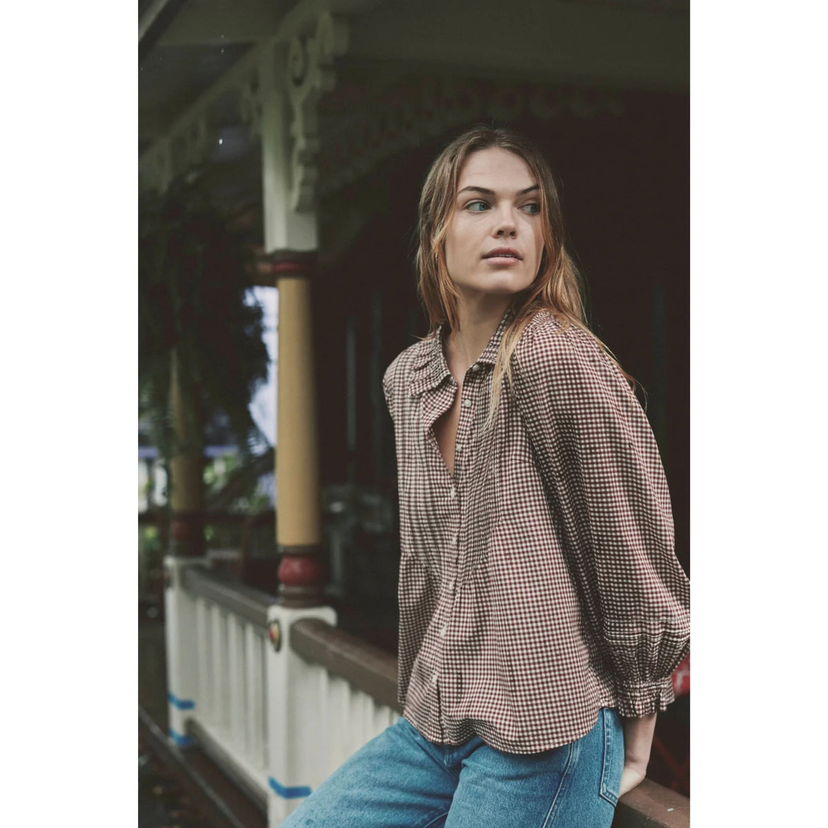 Francesca Blouse - Mahogany Check