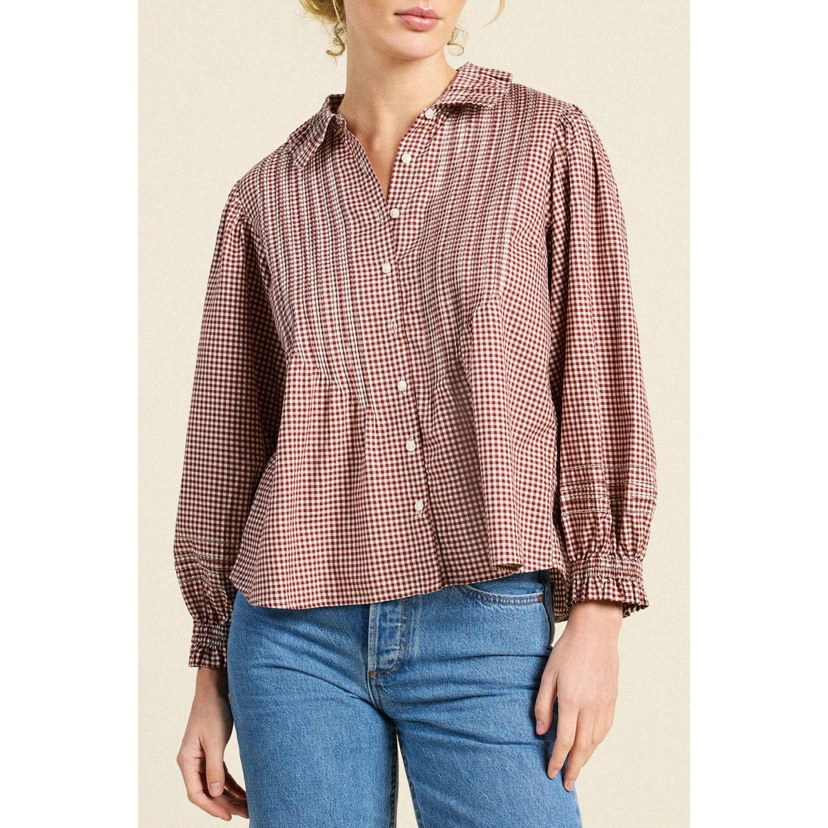 Francesca Blouse - Mahogany Check