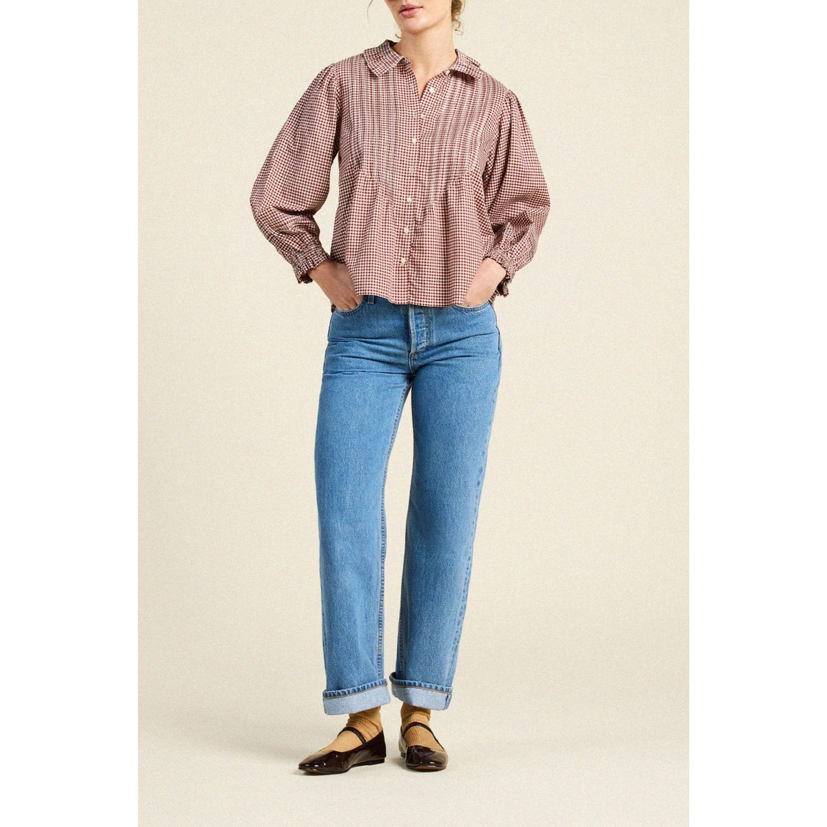 Francesca Blouse - Mahogany Check
