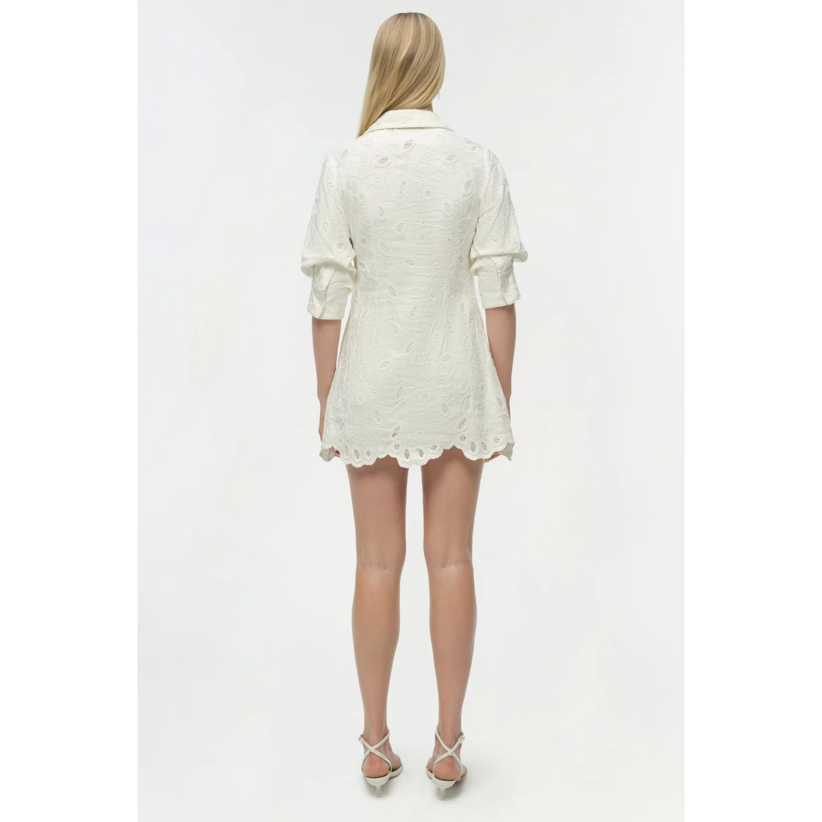 Freya Embroidered Linen Mini Dress - Ivory