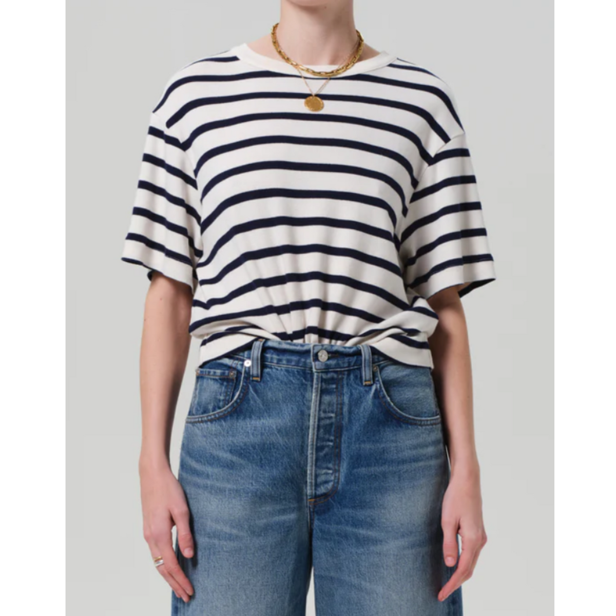 Goldie Tee - Azure Stripe