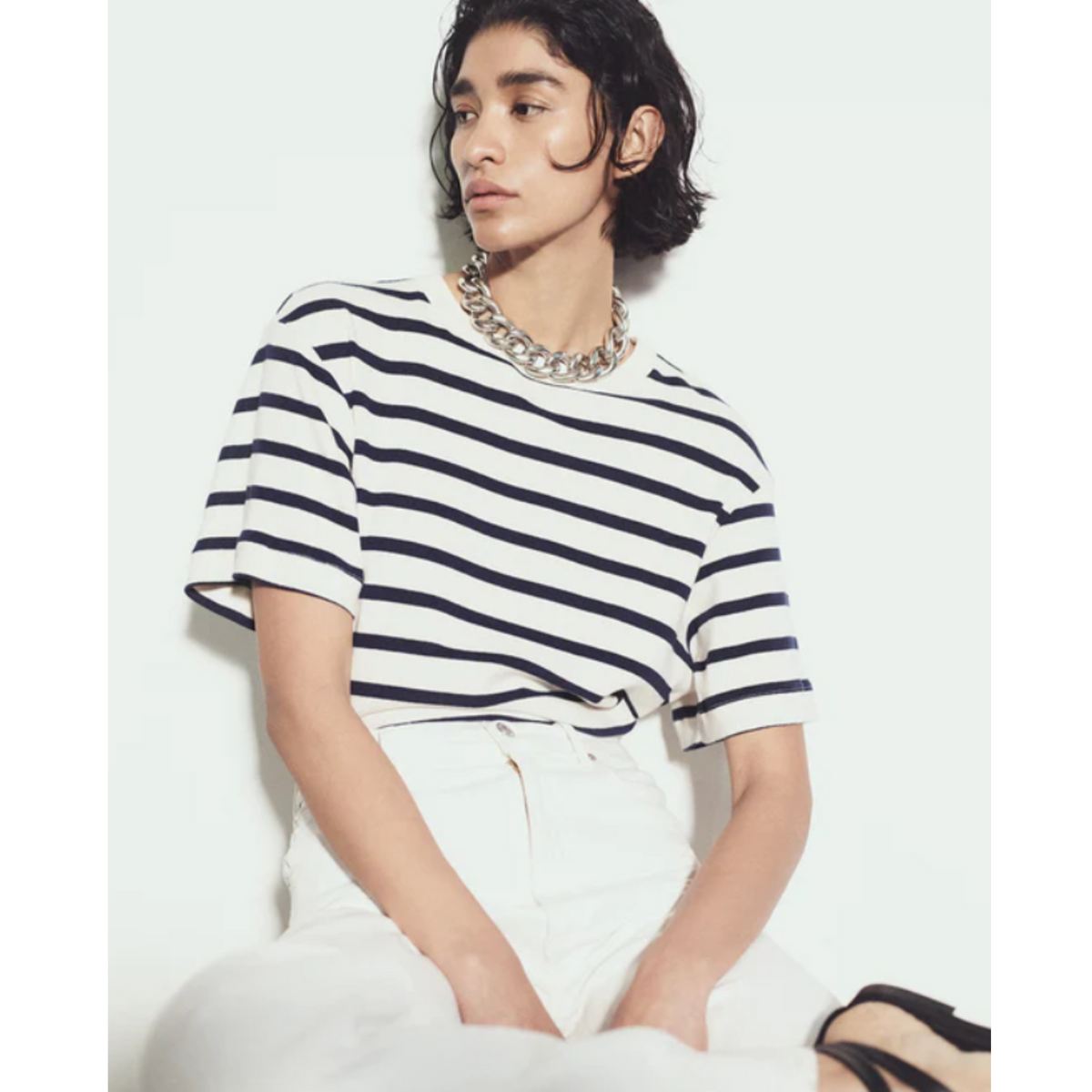 Goldie Tee - Azure Stripe