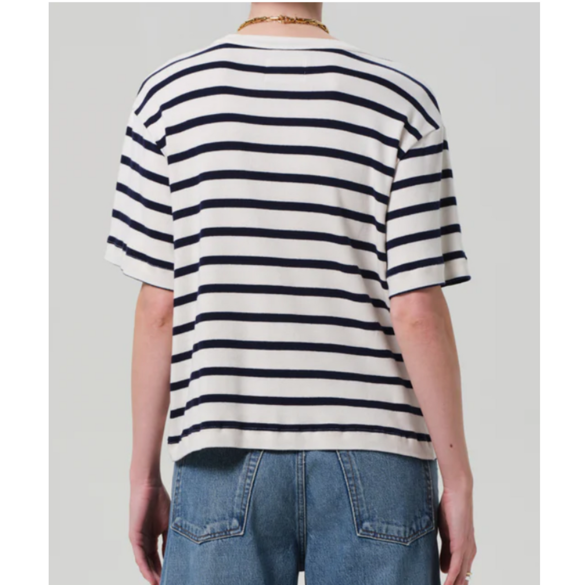 Goldie Tee - Azure Stripe