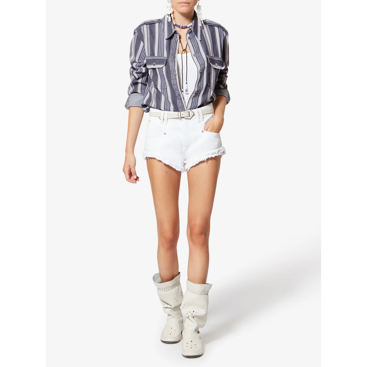 Gelva Shirt - Ecru and Blue