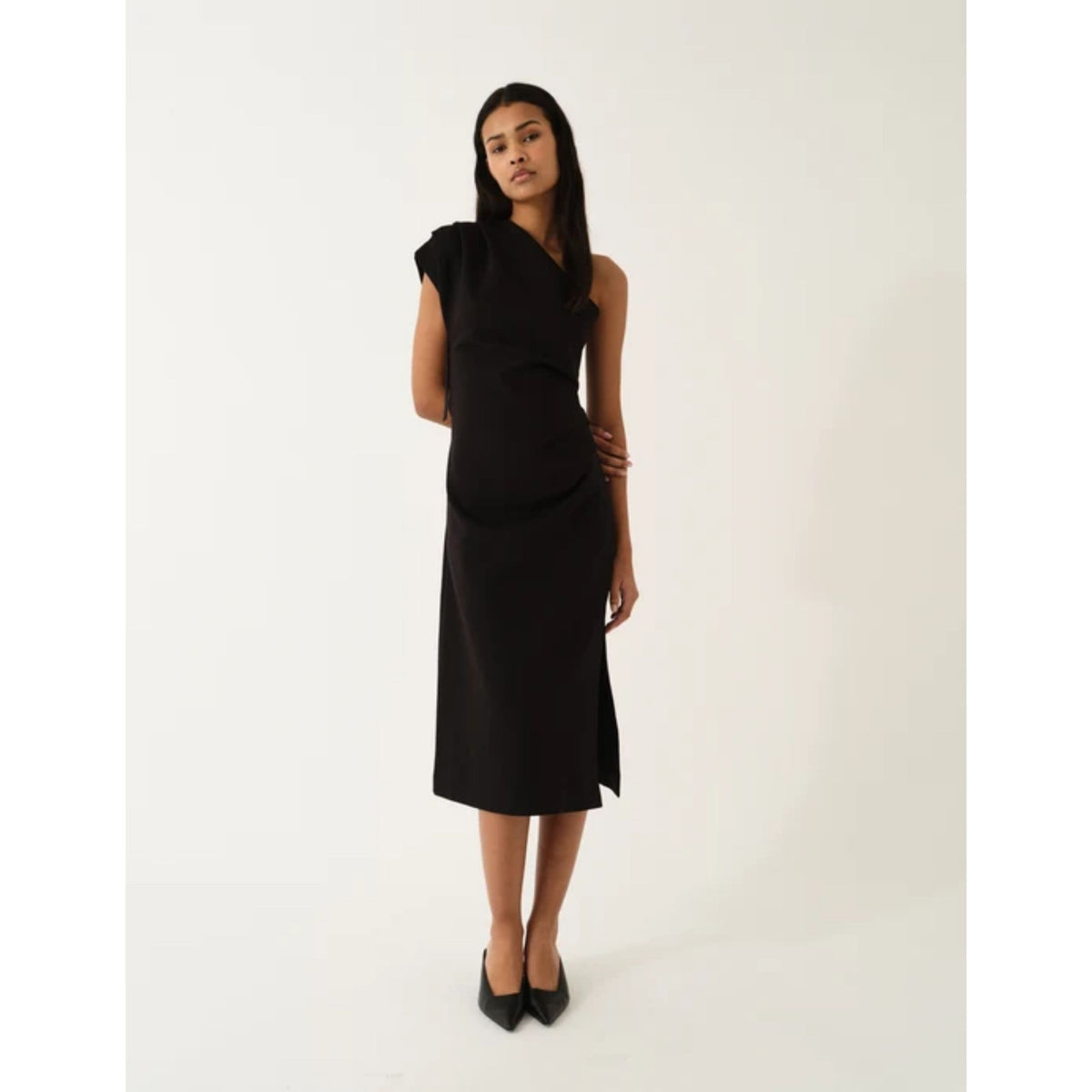 Glam Asymmetric Dress - Black