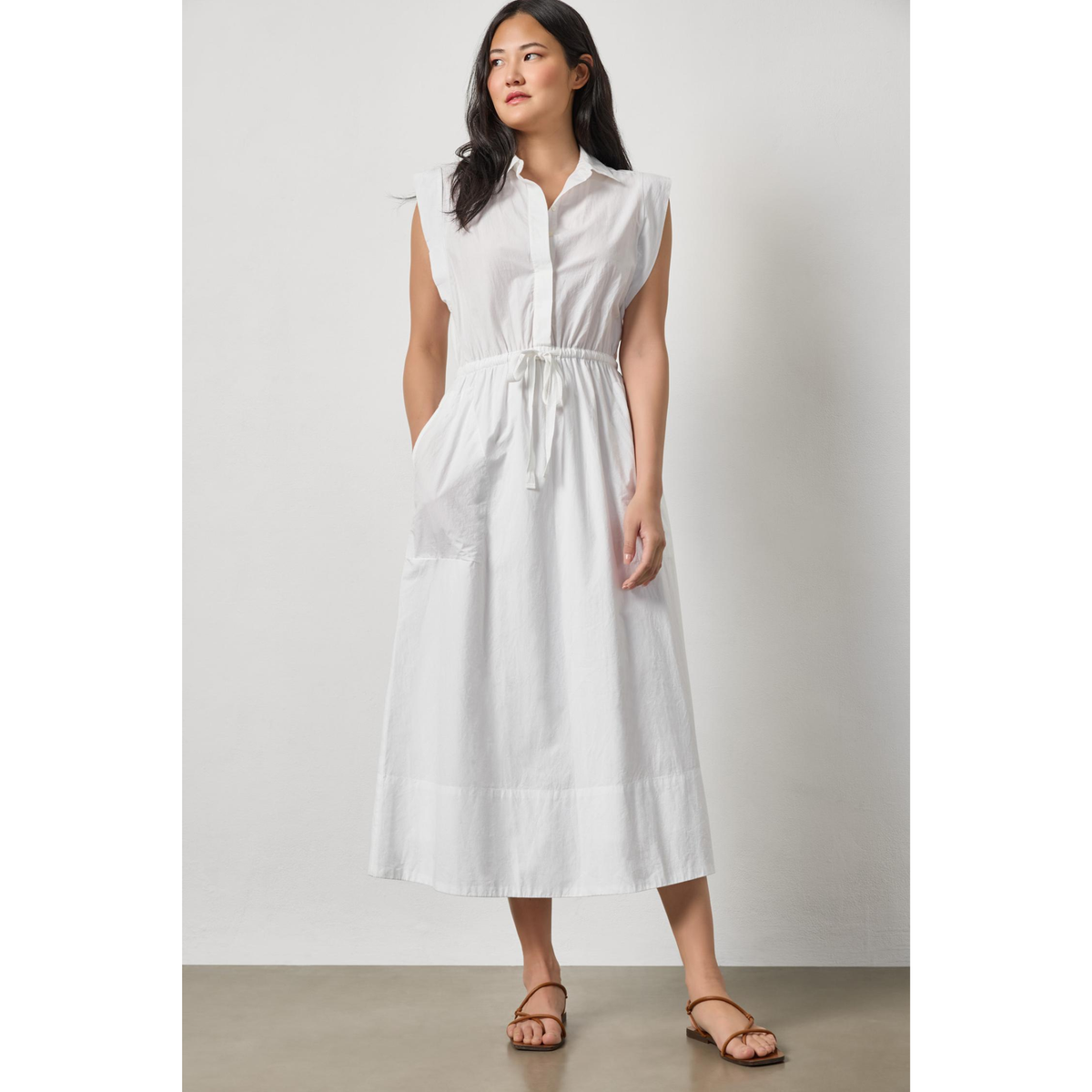 Gusset Sleeve Maxi Dress - White