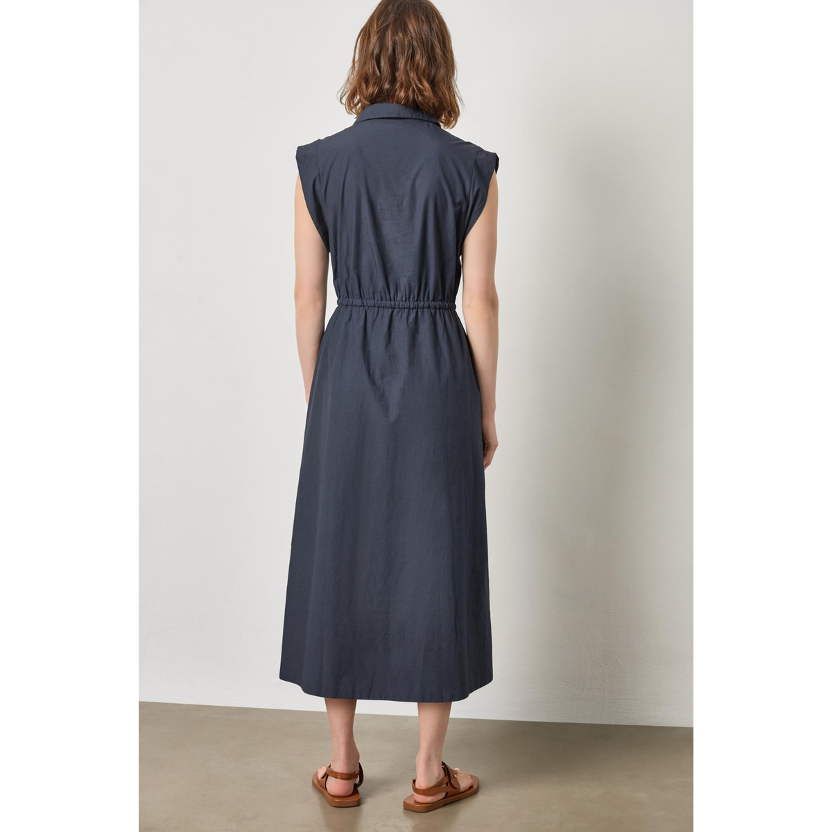 Gusset Sleeve Maxi Dress - Navy
