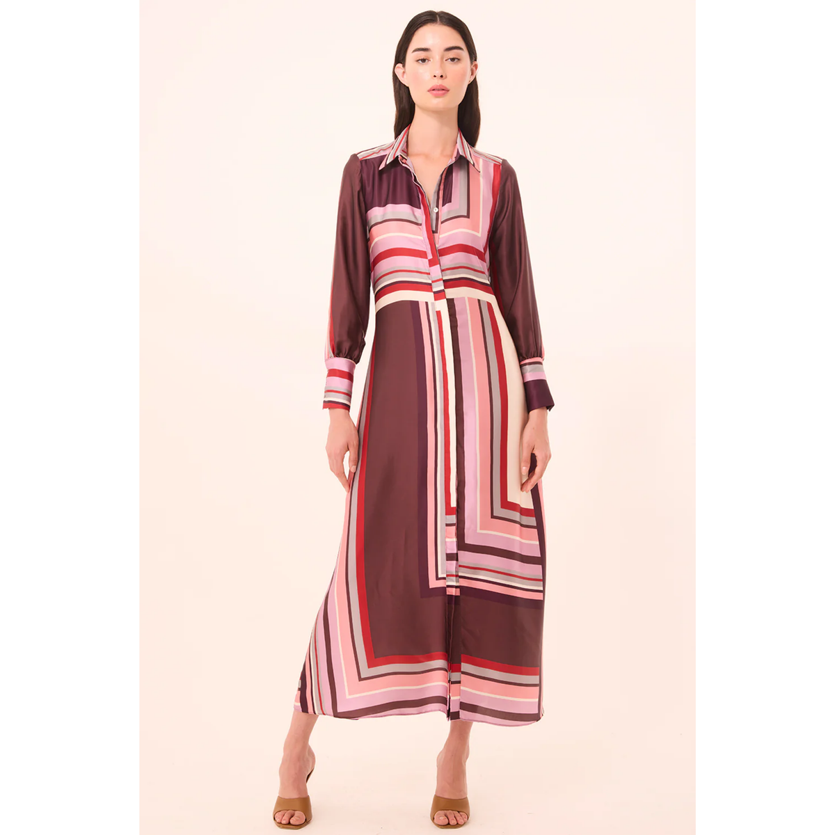 Herminia Dress - Chocolate Geo Stripe