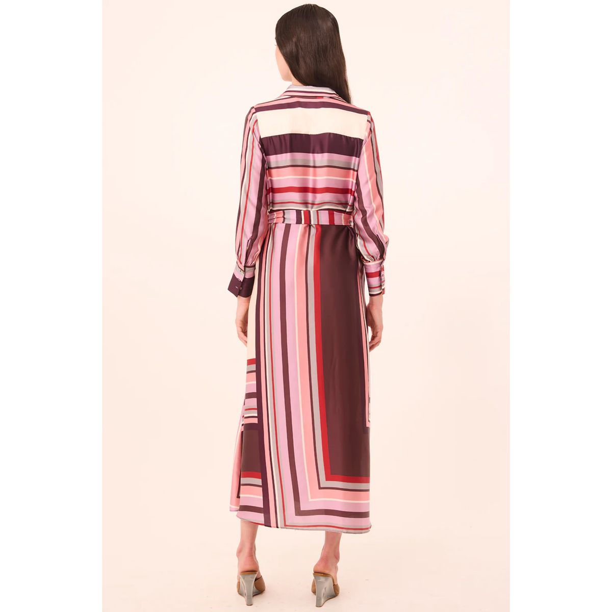 Herminia Dress - Chocolate Geo Stripe