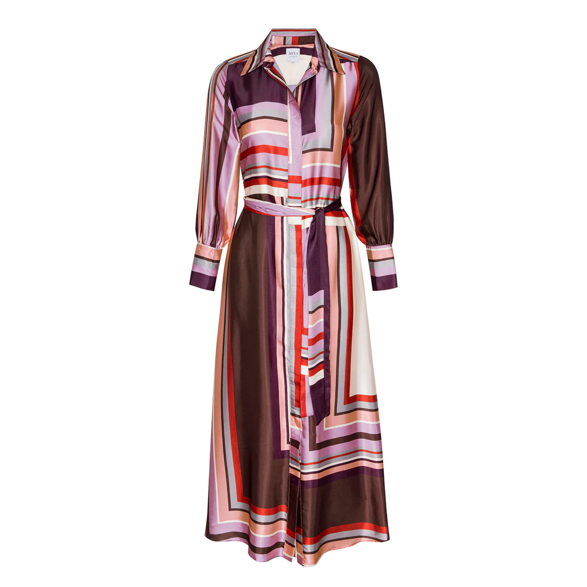 Herminia Dress - Chocolate Geo Stripe