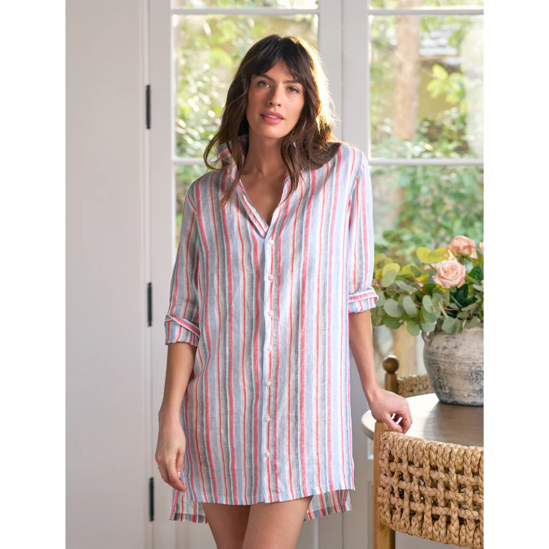 Hunter Shirtdress - Multi Pink and Green Stripe