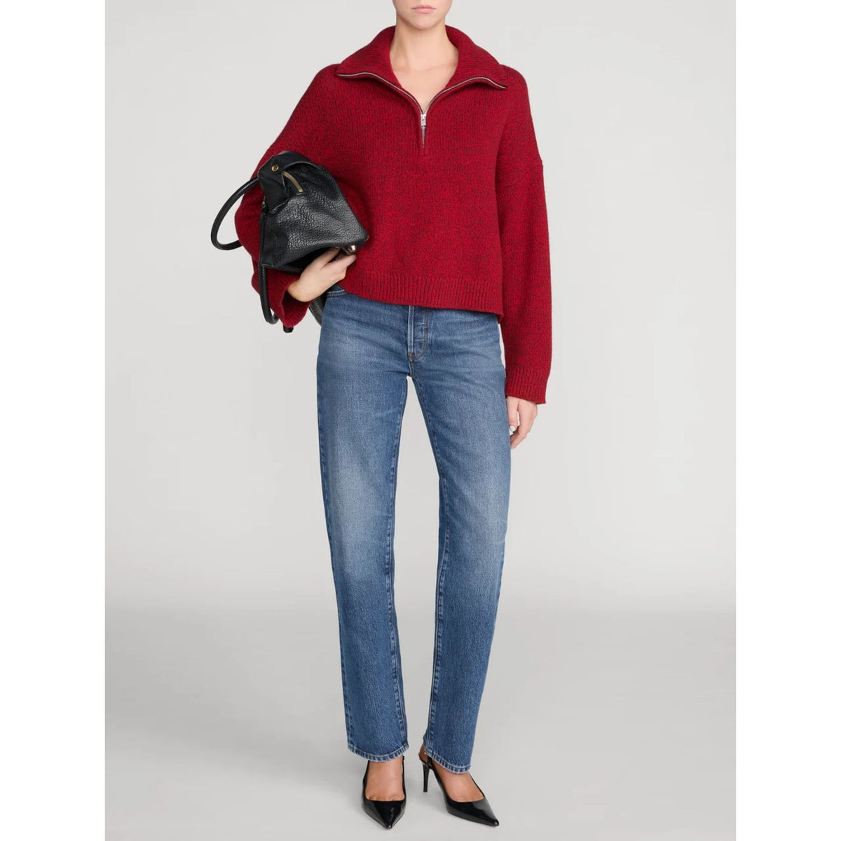 Half Zip Marled Sweater - Paprika