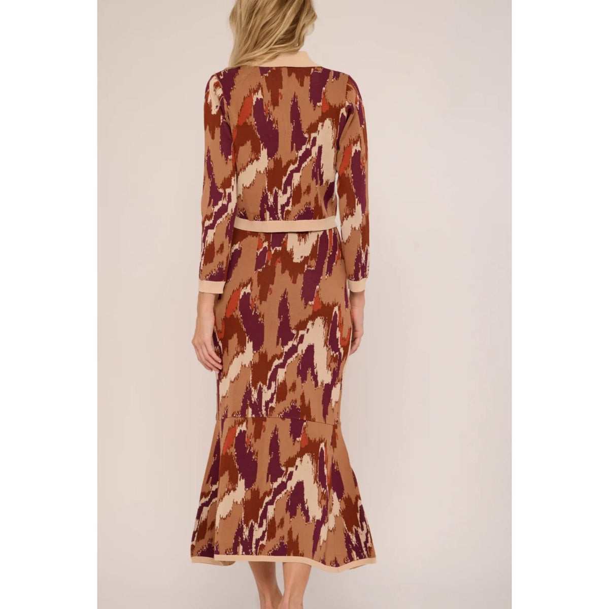 Hattie Cardigan - Amber Brush Print Knit