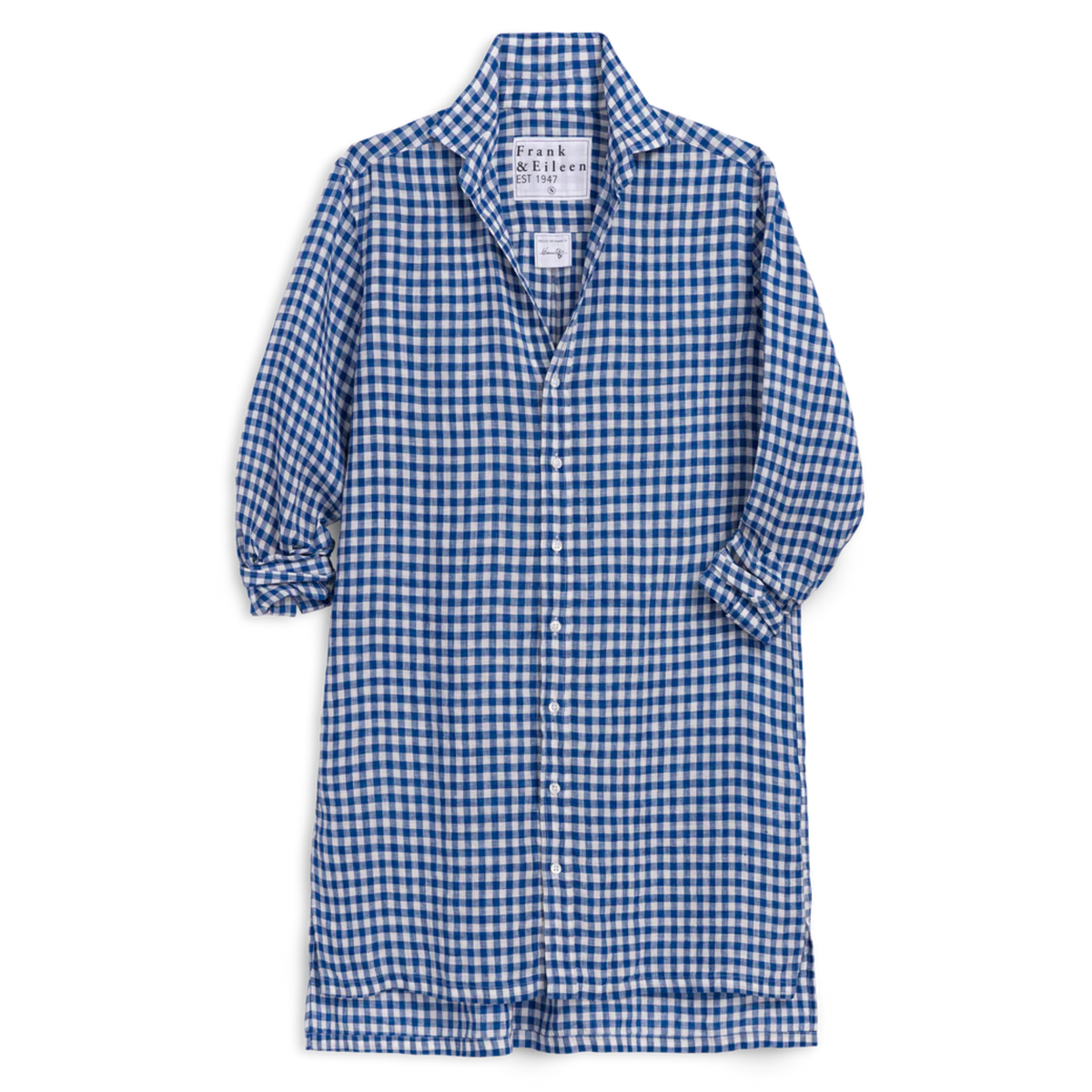 Blue and white checkered shirt on a white background