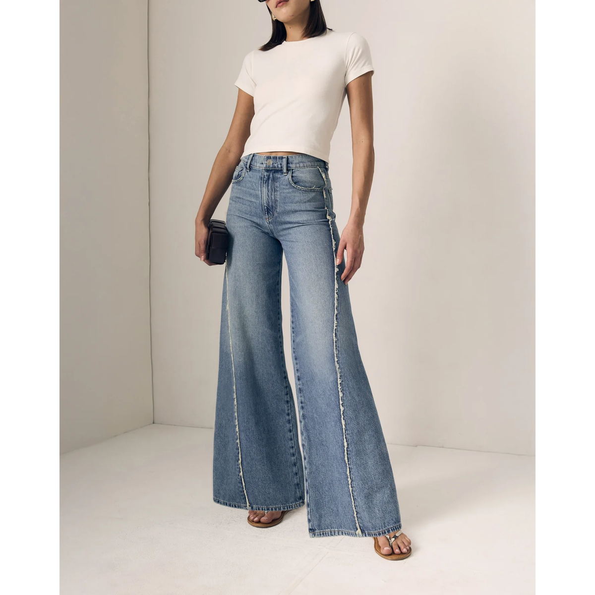 Joss Wide Leg Fray Outseam - Forget Me Not