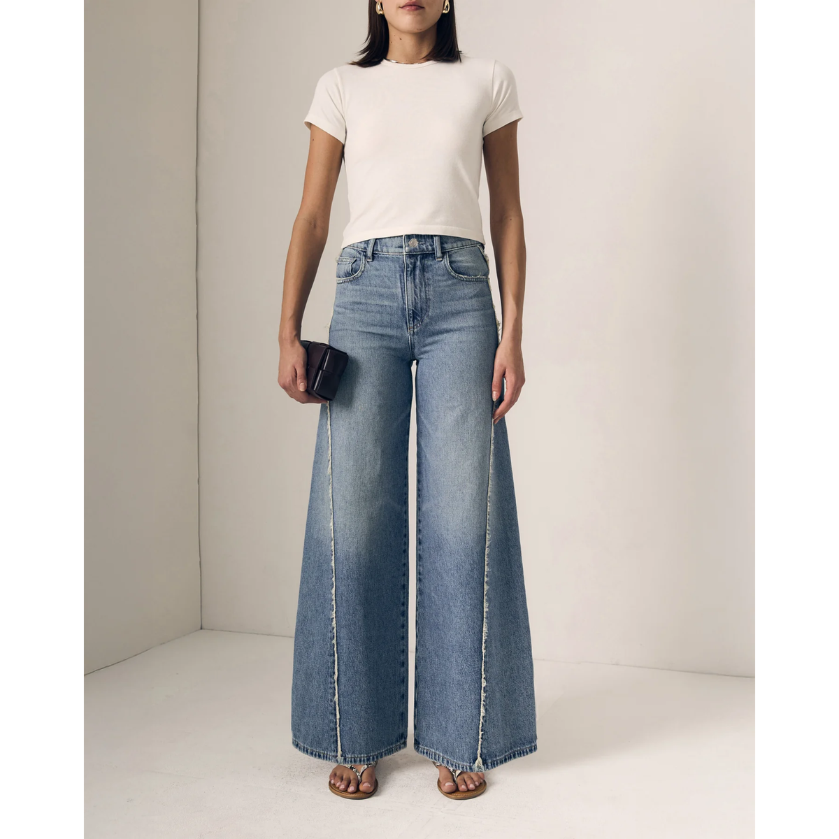 Joss Wide Leg Fray Outseam - Forget Me Not