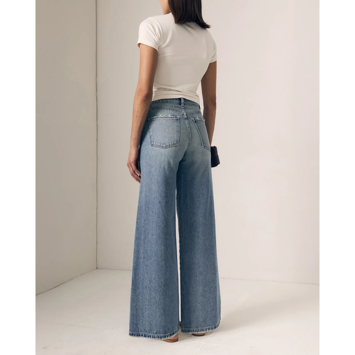 Joss Wide Leg Fray Outseam - Forget Me Not