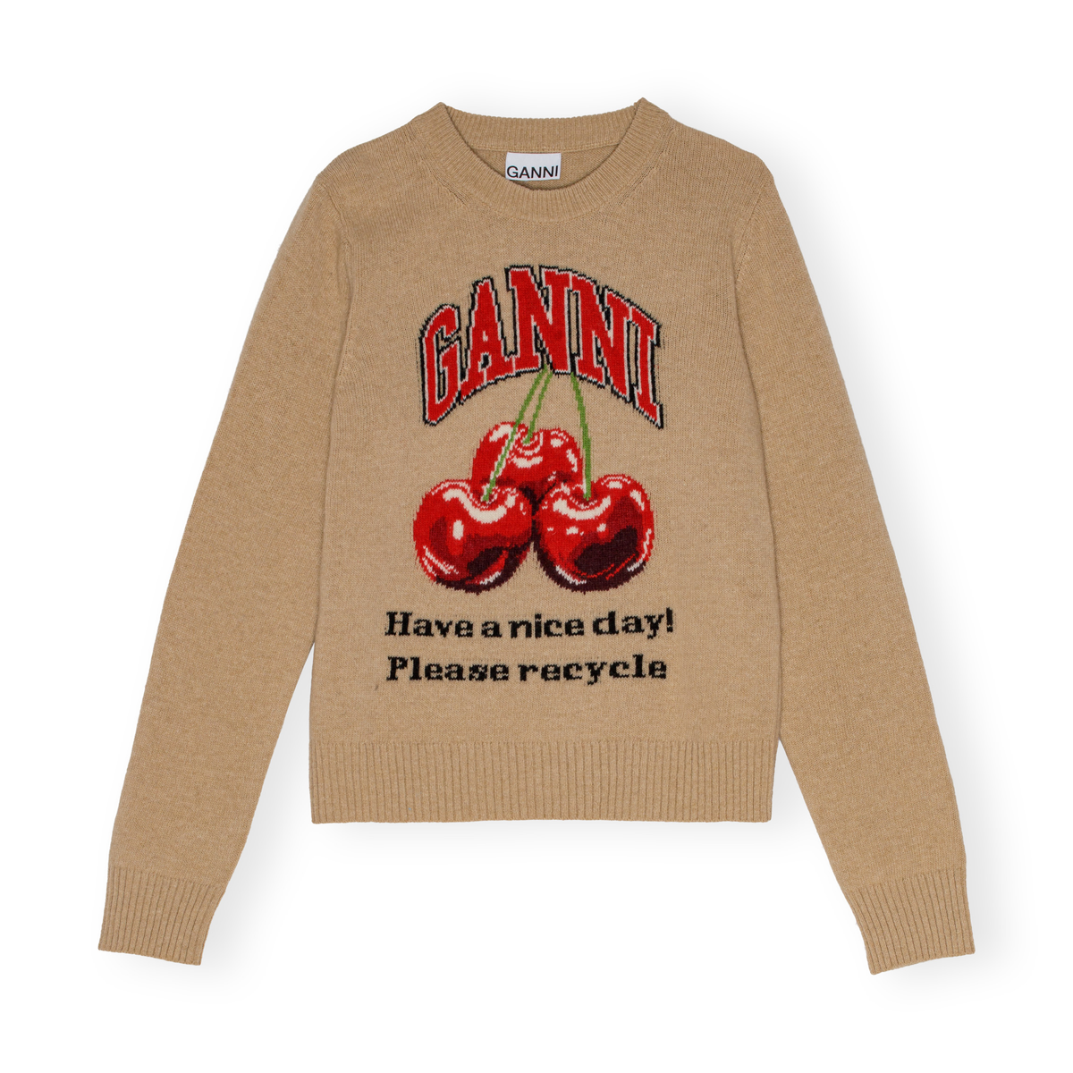 Camel Graphic Cherry O-Neck Pullover