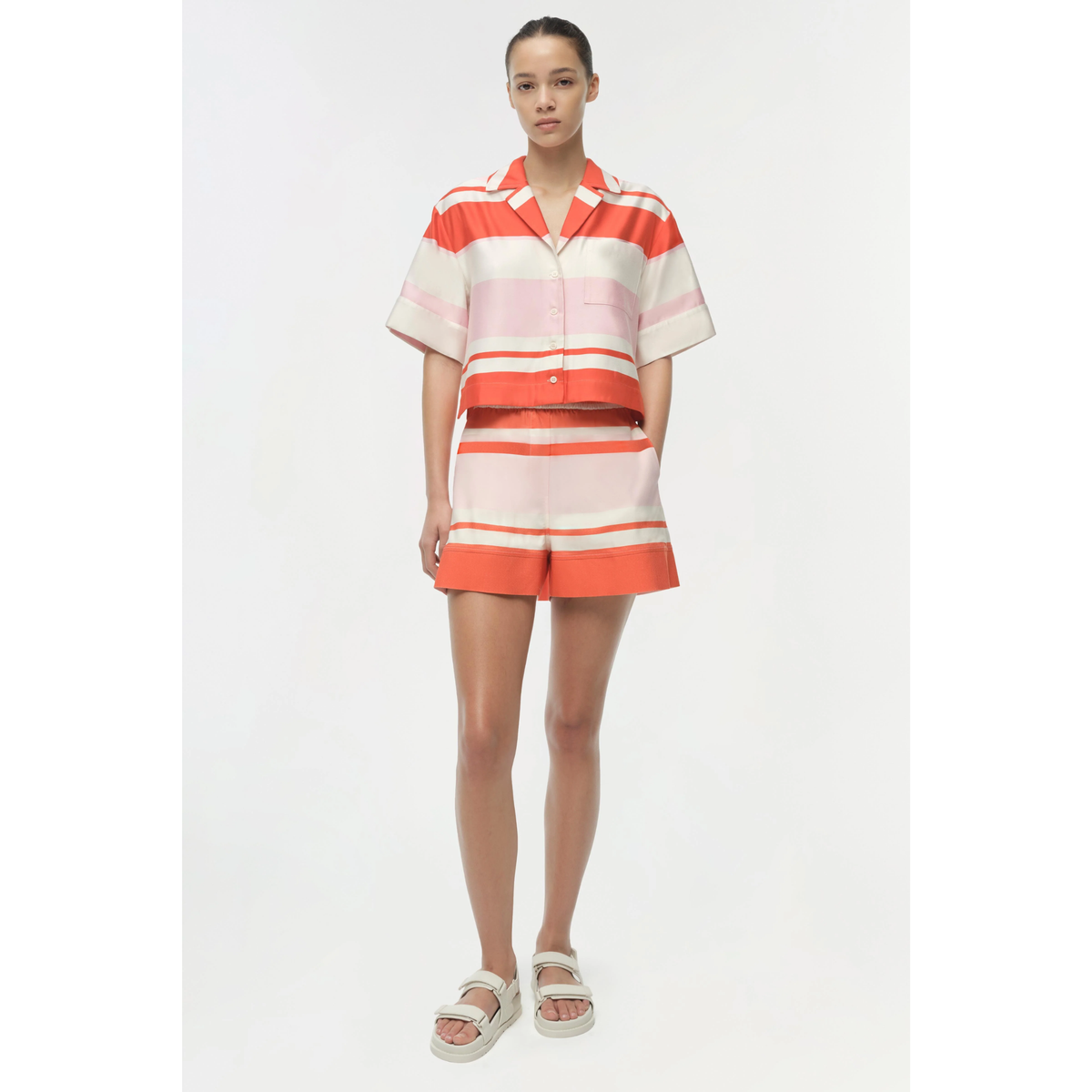 Karleigh Drawstring Shorts - Tulip Stripe