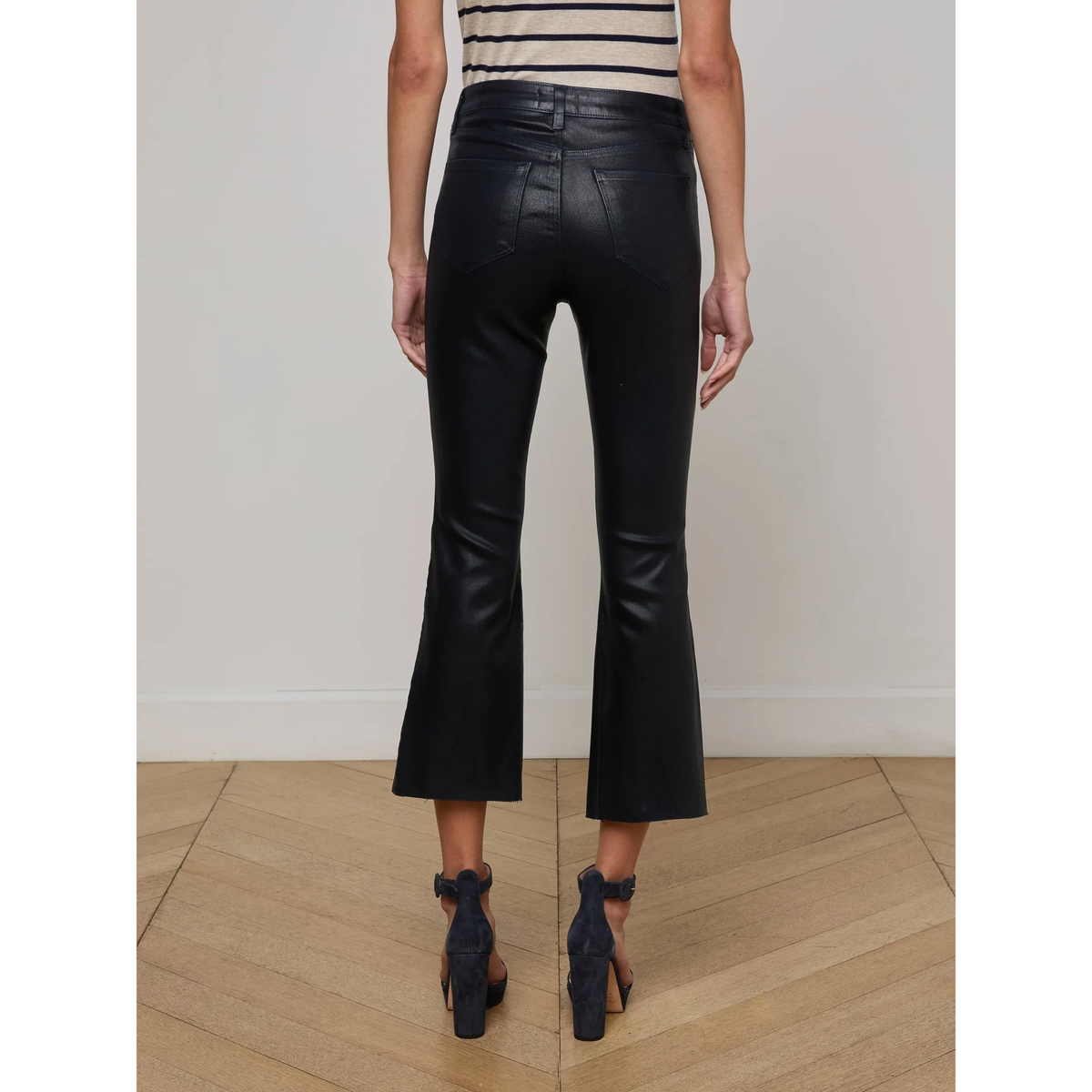 Kendra Coated Cropped Flare Jean - Metro Coated