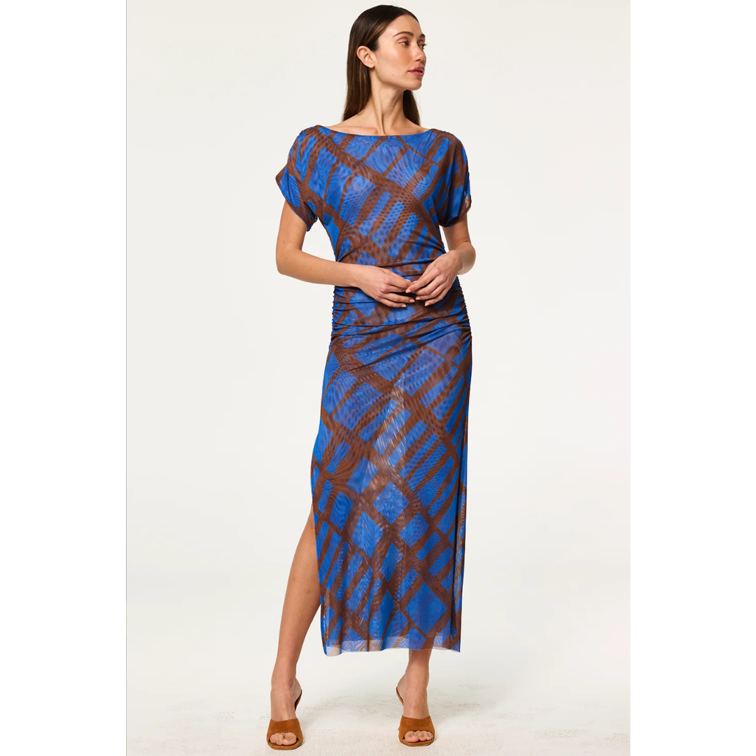 kiana silk dress Kiana Graceful Cowl Ruched Beading Slit Long Satin Mother of the Bride Dresses, Dusty Blue