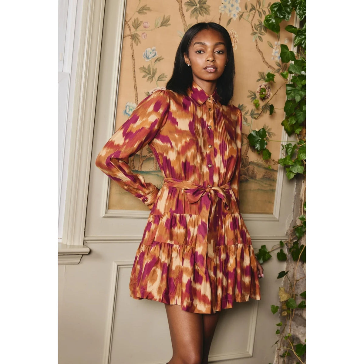 Kay Mini Dress - Amber Brush Print