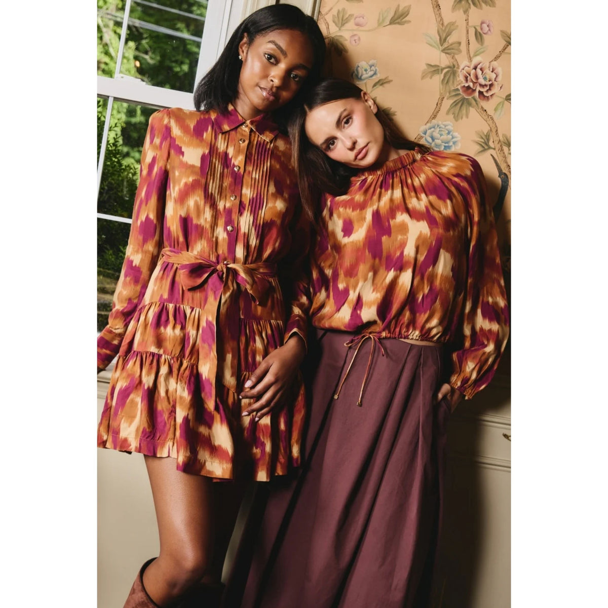 Kay Mini Dress - Amber Brush Print