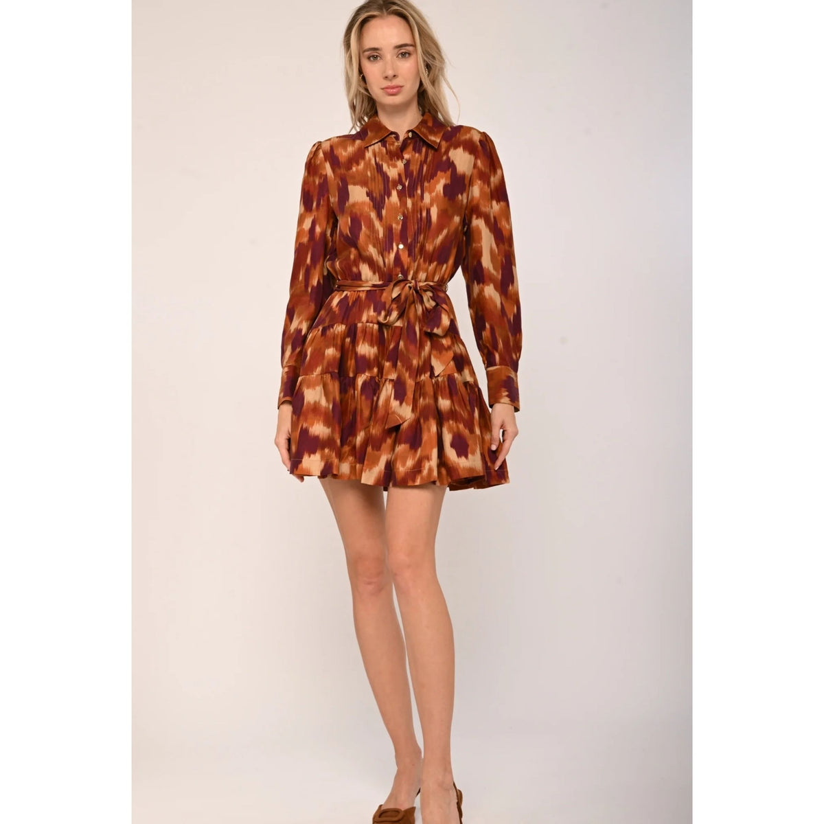 Kay Mini Dress - Amber Brush Print
