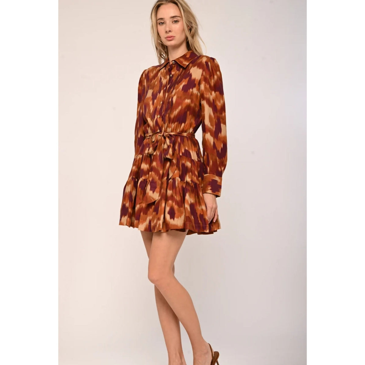 Kay Mini Dress - Amber Brush Print