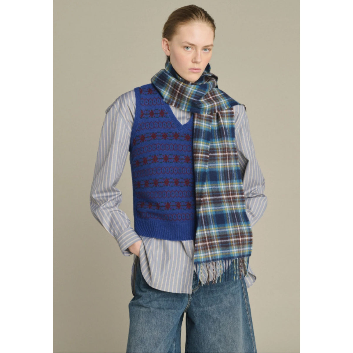 Kela Scarf - Blue/Brown