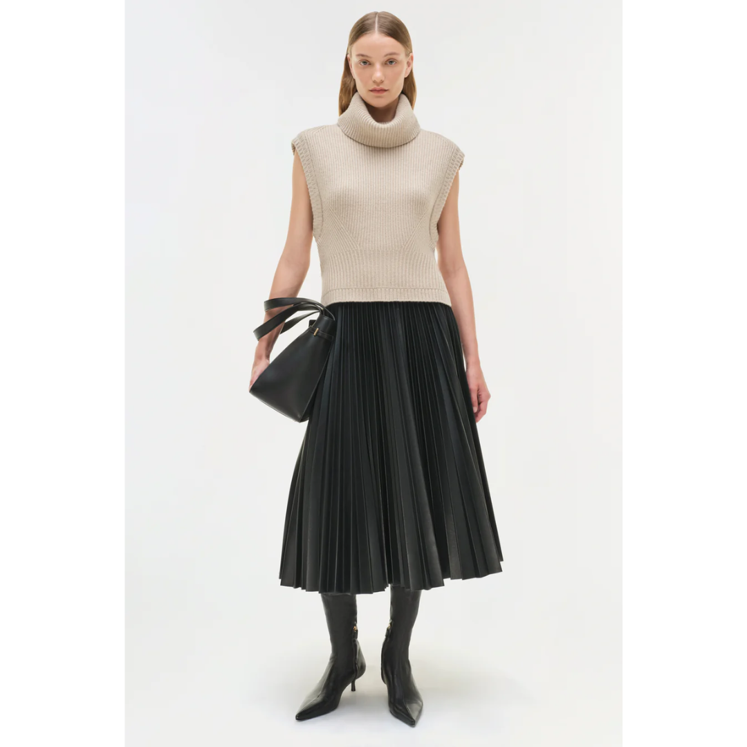 Kezia Vegan Leather Midi Skirt