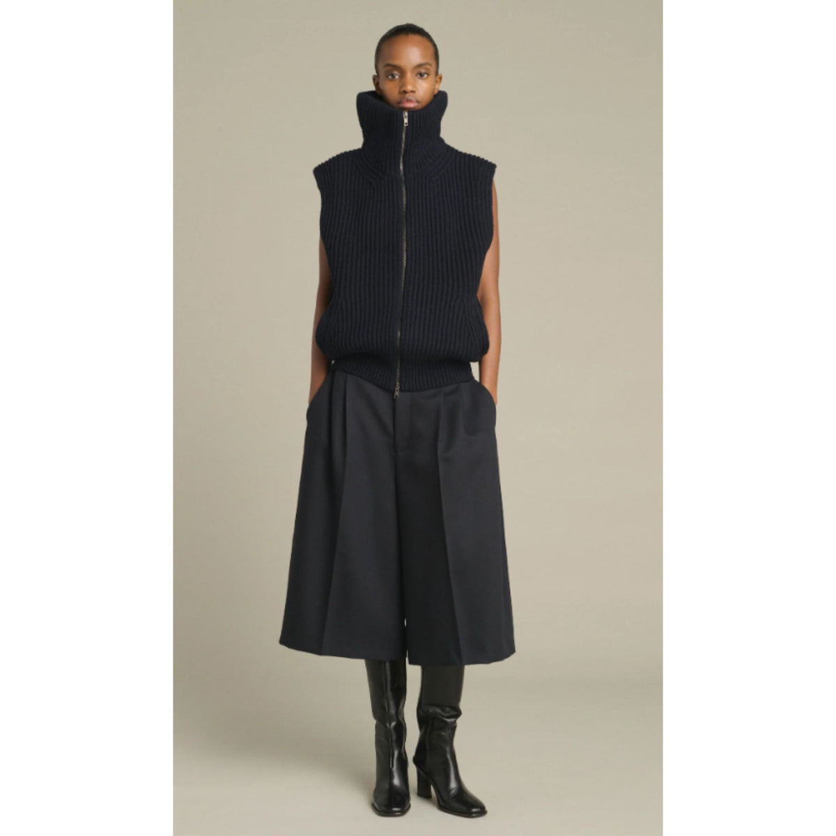 Kristen Oversized Sleeveless Cardigan - Navy