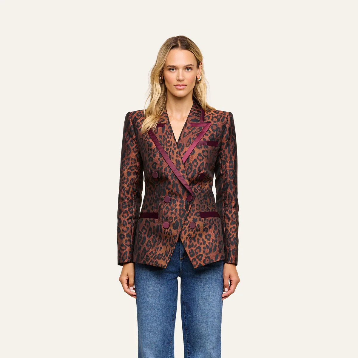 Kyomi Blazer - Javan Leopard/Merlot Red