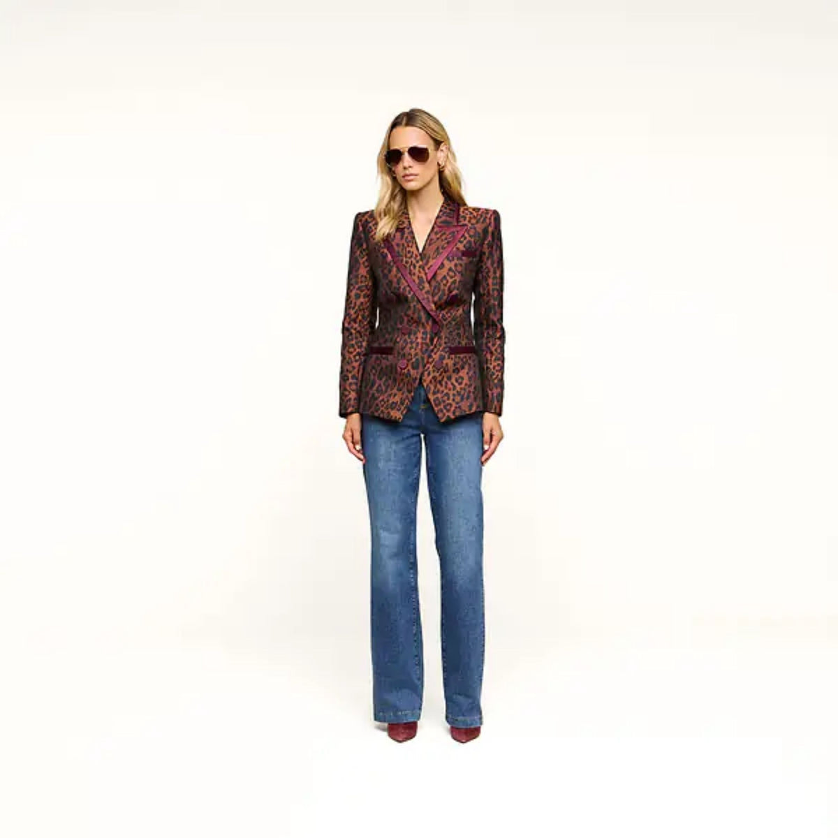 Kyomi Blazer - Javan Leopard/Merlot Red
