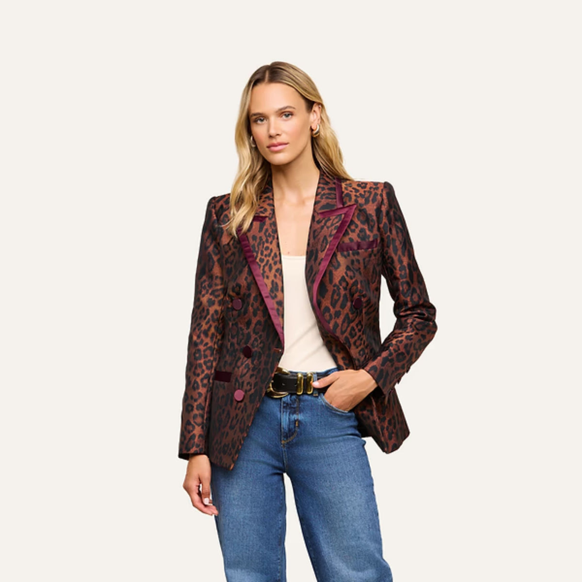 Kyomi Blazer - Javan Leopard/Merlot Red