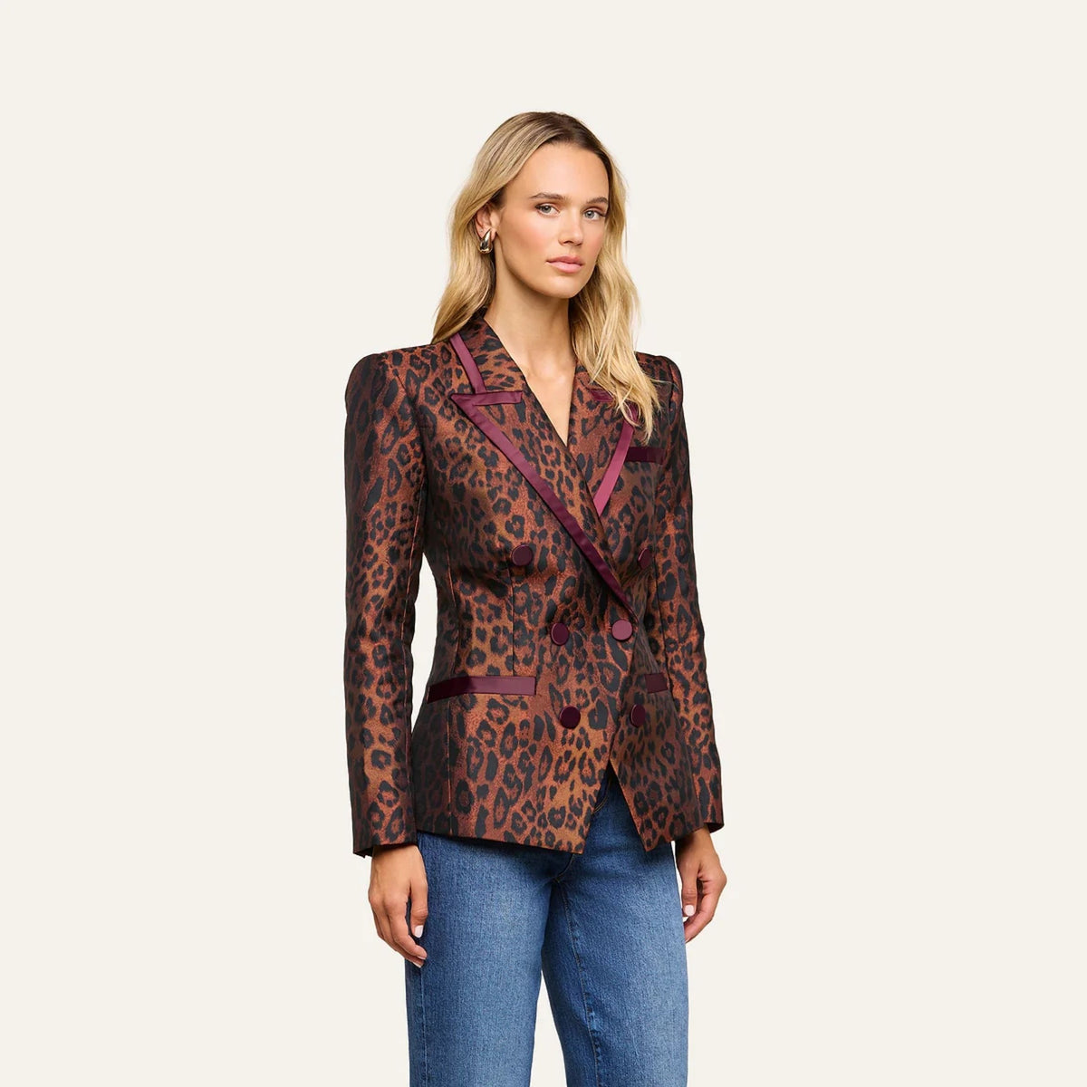 Kyomi Blazer - Javan Leopard/Merlot Red