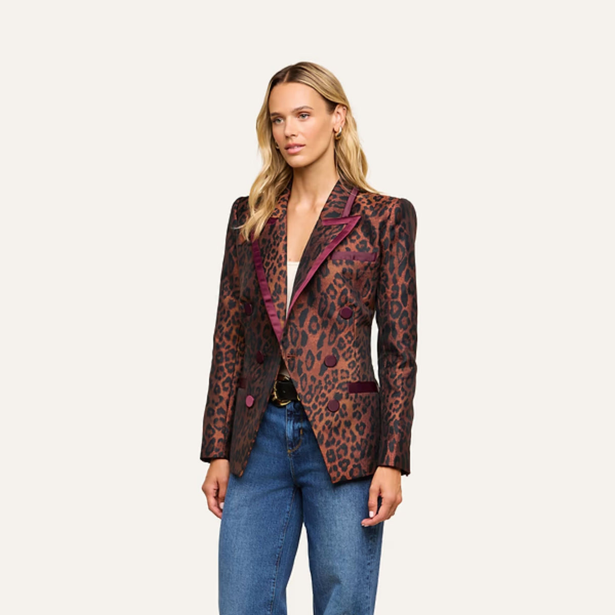 Kyomi Blazer - Javan Leopard/Merlot Red